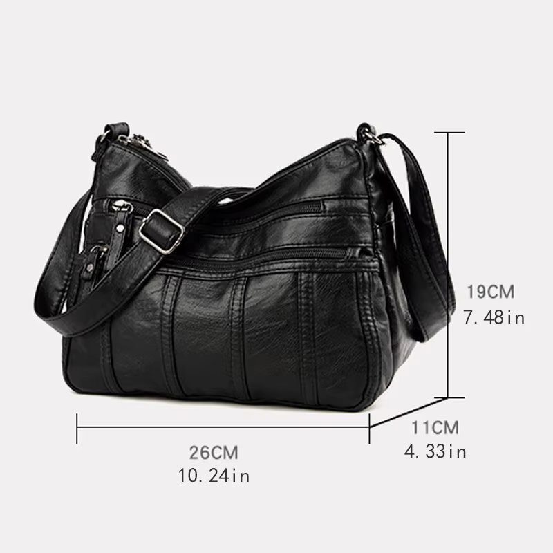 Sac bandoulière noir, sac de voyage avec bretelles réglables et compartiment zippé