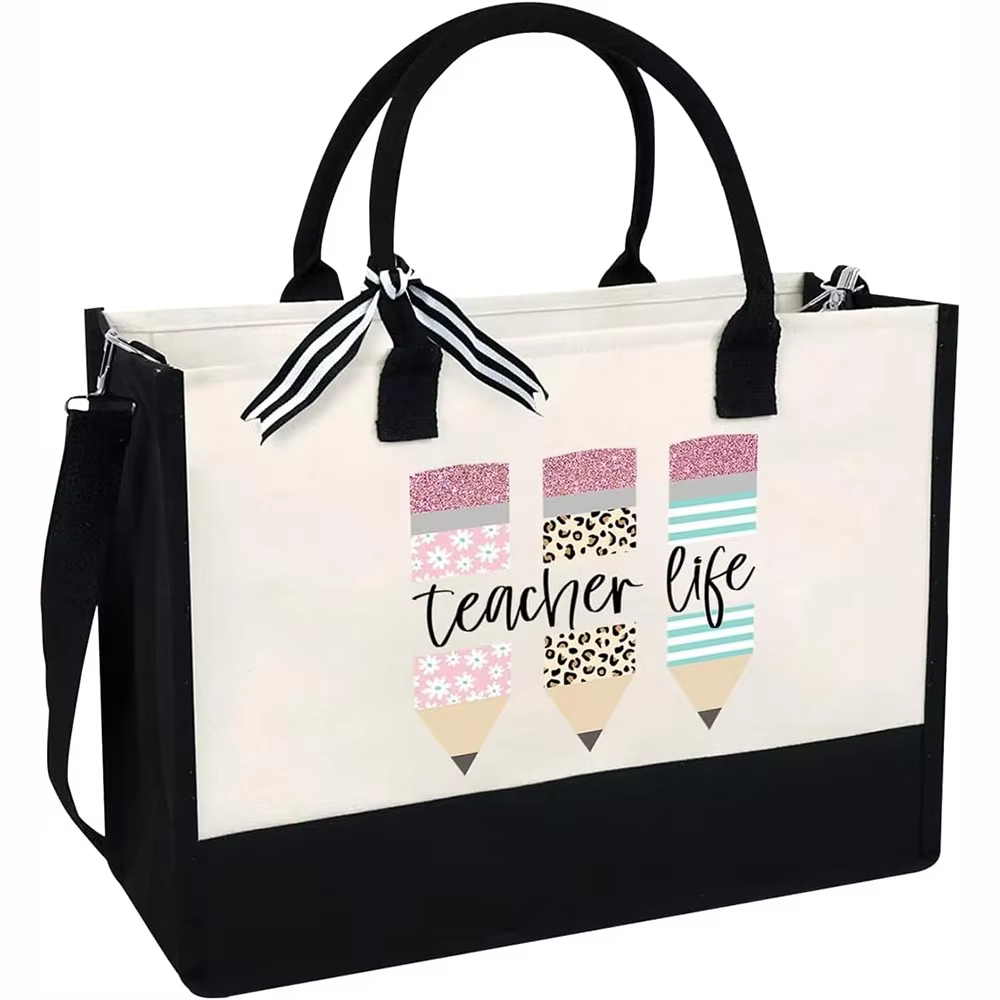1 pièces 16.9*11.8*7.8 pouces sac fourre-tout de vie pour enseignant avec sangles cadeau de remerciement pour Mentor cadeaux de retour à l'école pour les enseignants Graduation