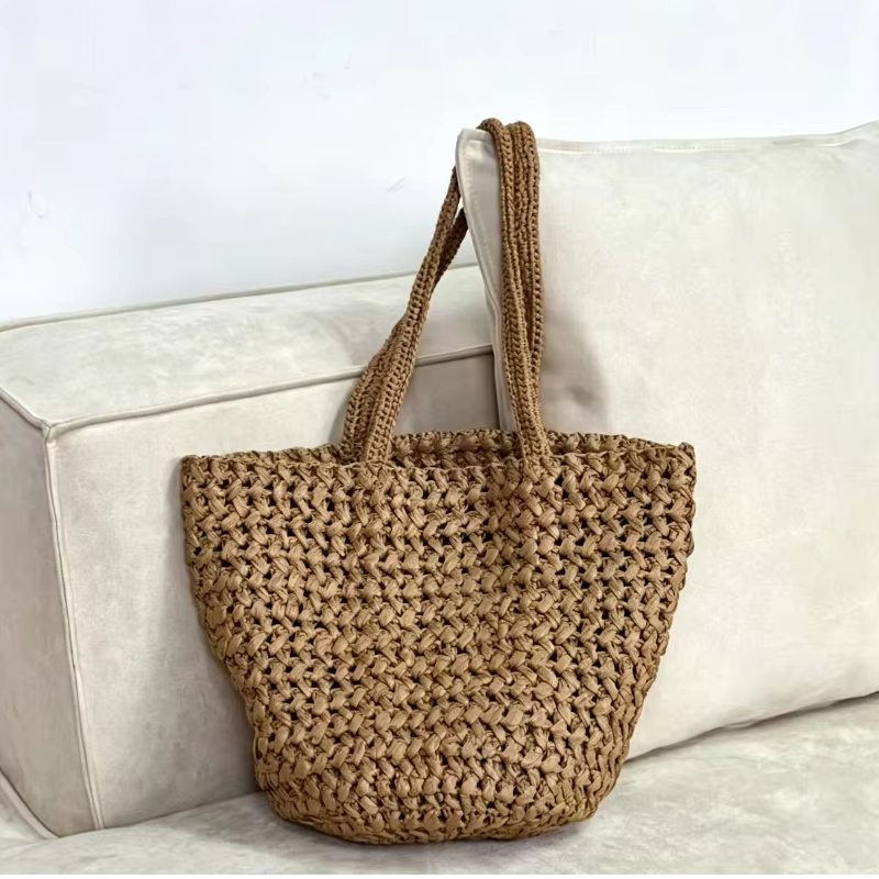 Sac fourre-tout en paille tressé à la main pour femme
