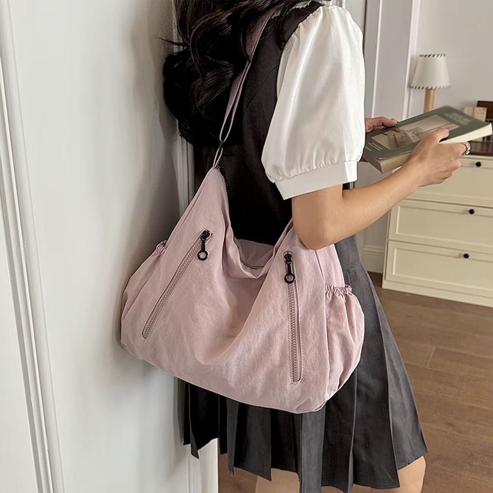 Sac hobo plissé simple grande capacité pour femme