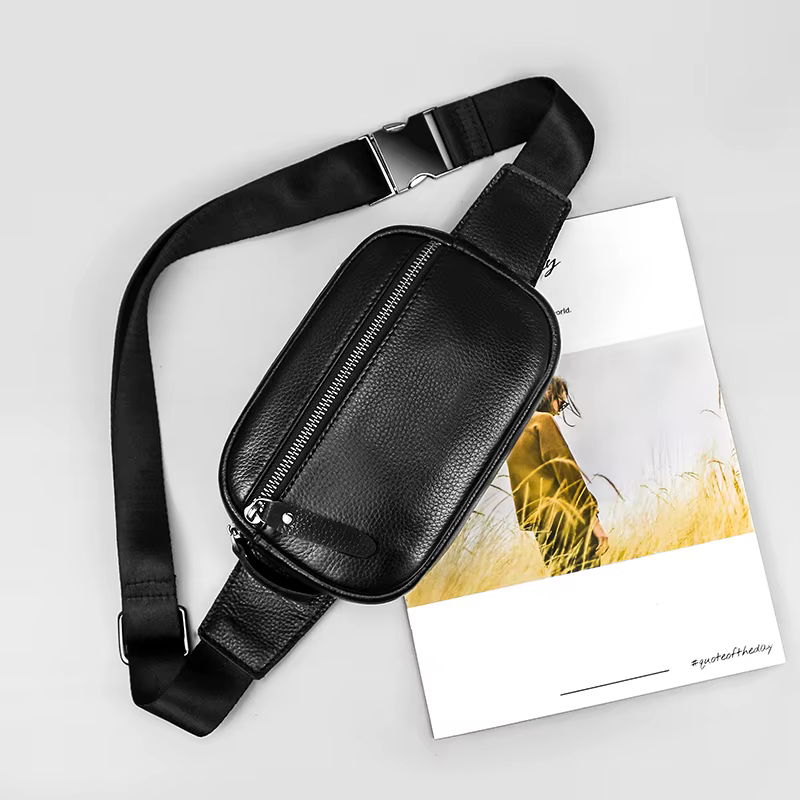 Sac banane en cuir véritable pour hommes et femmes
