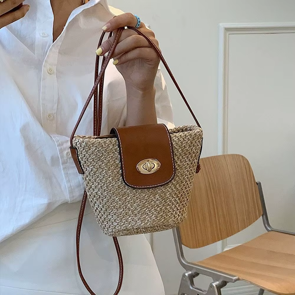 Mini sac en paille fait main pour femmes