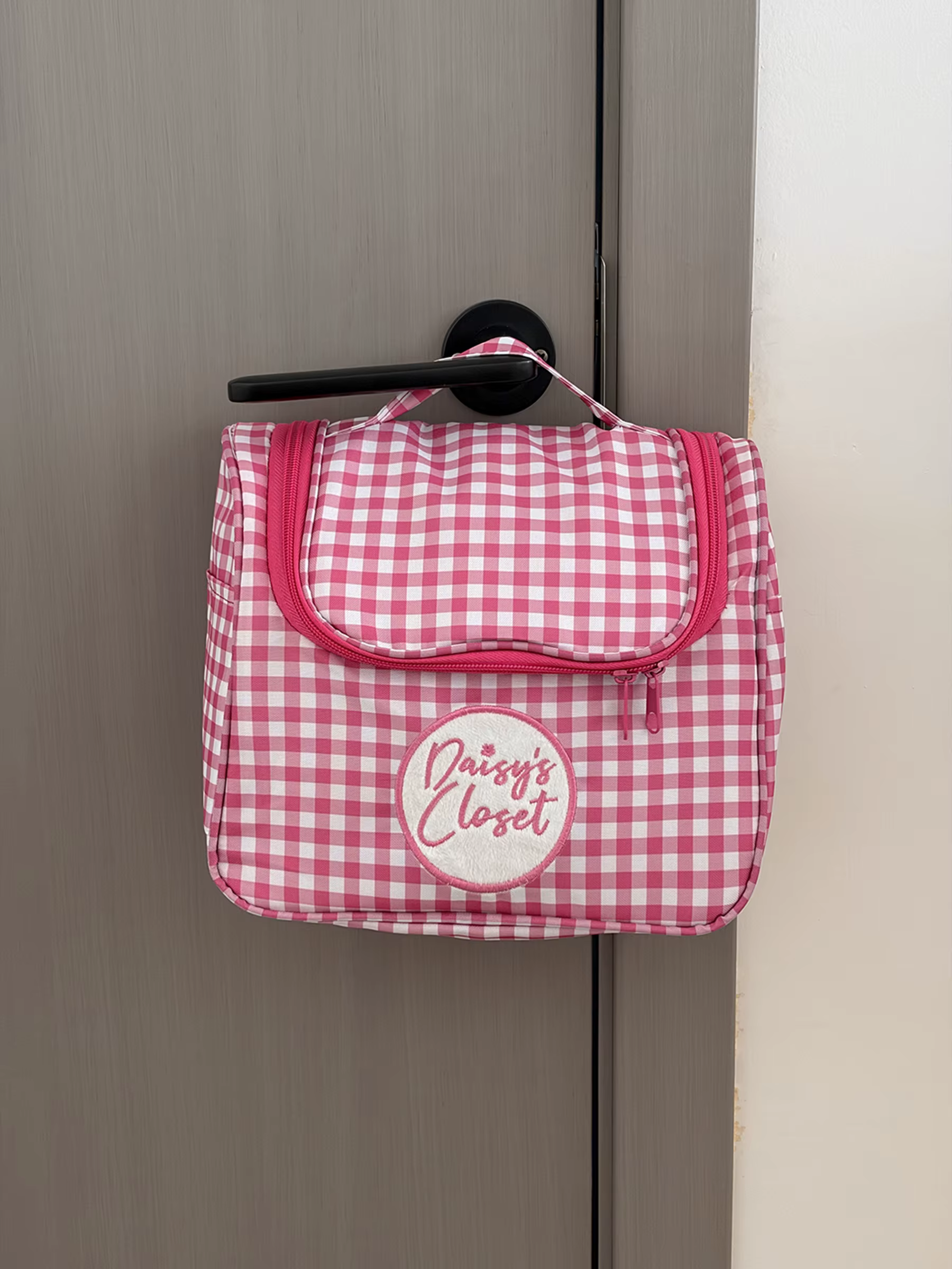 Pochette de maquillage Airfriend à motif quadrillé, sac de voyage matelassé pour organiser les cosmétiques, trousse de toilette de luxe pour femmes, vente en gros
