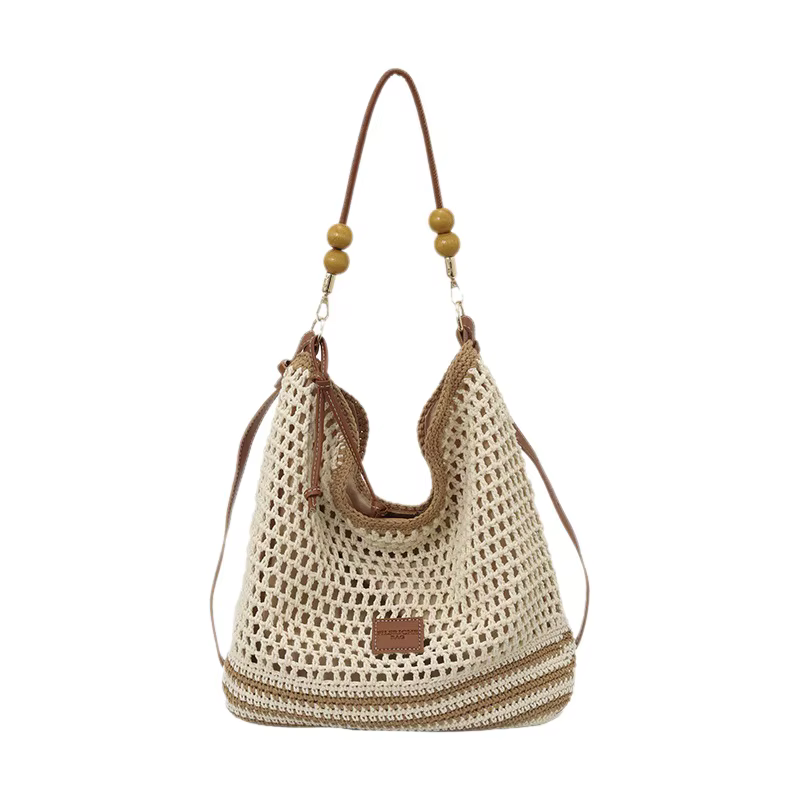 Sac fourre-tout en coton crocheté grande capacité