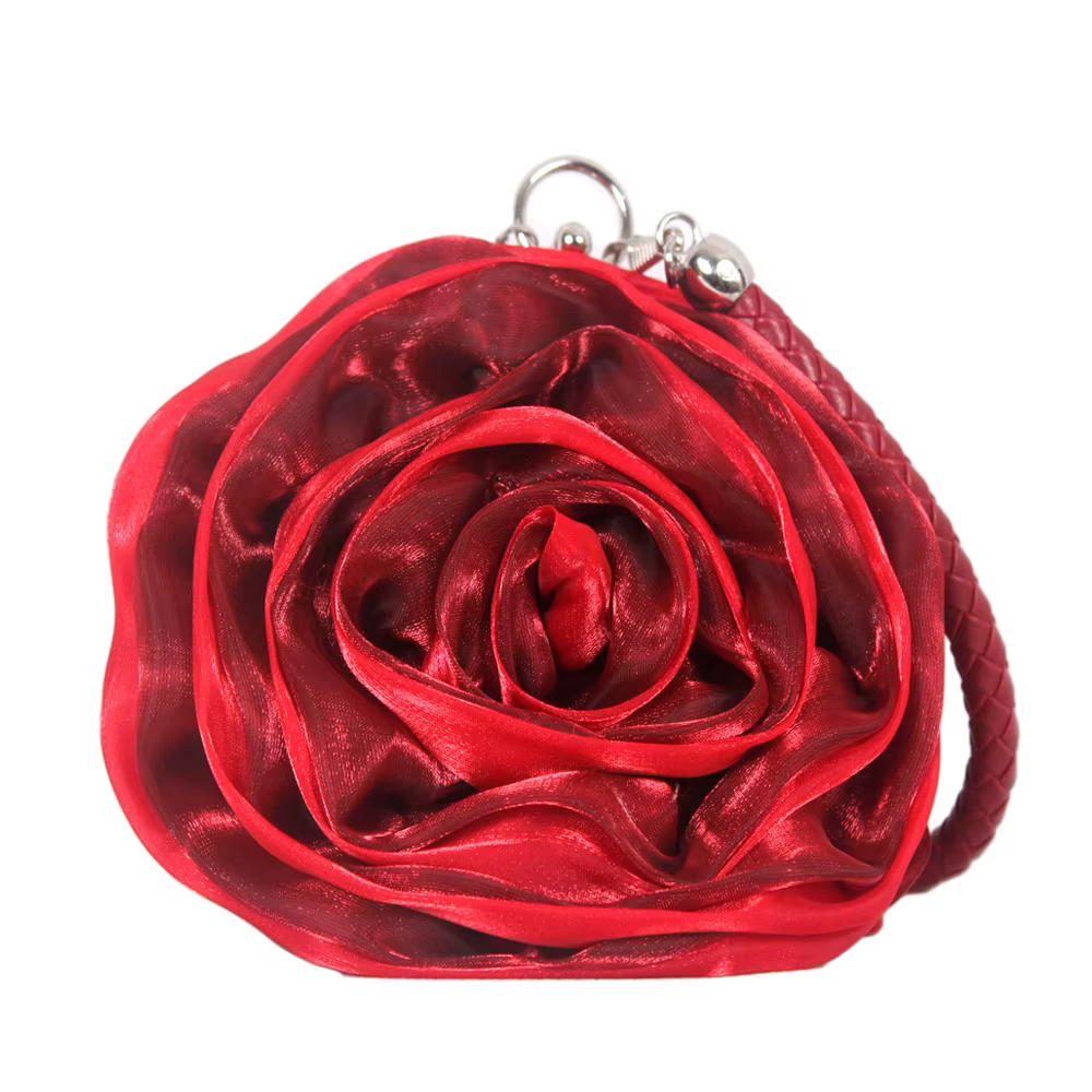 Pochette de mariage en soie pour femmes avec fleur de camélia