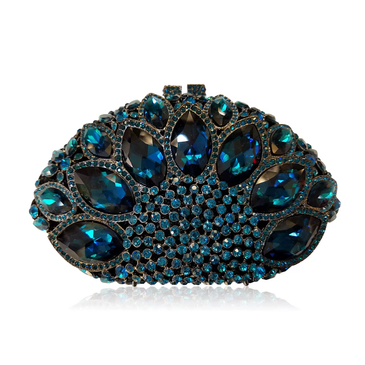 Pochette minaudière avec pierres bleu marine