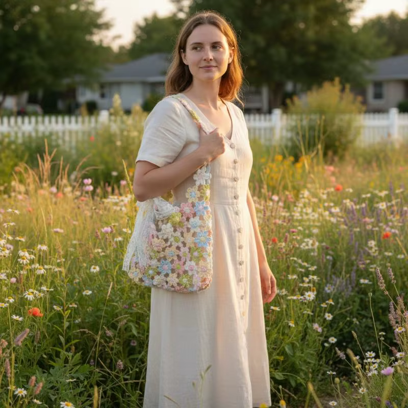 Sac tissé à la main en crochet
