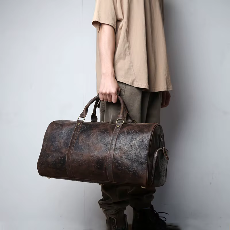 Baotou-Fourre-tout en cuir gaufré vintage