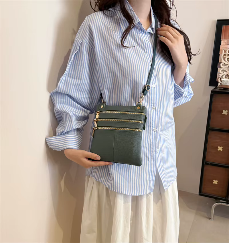 Sac à bandoulière de luxe en cuir véritable pour femmes