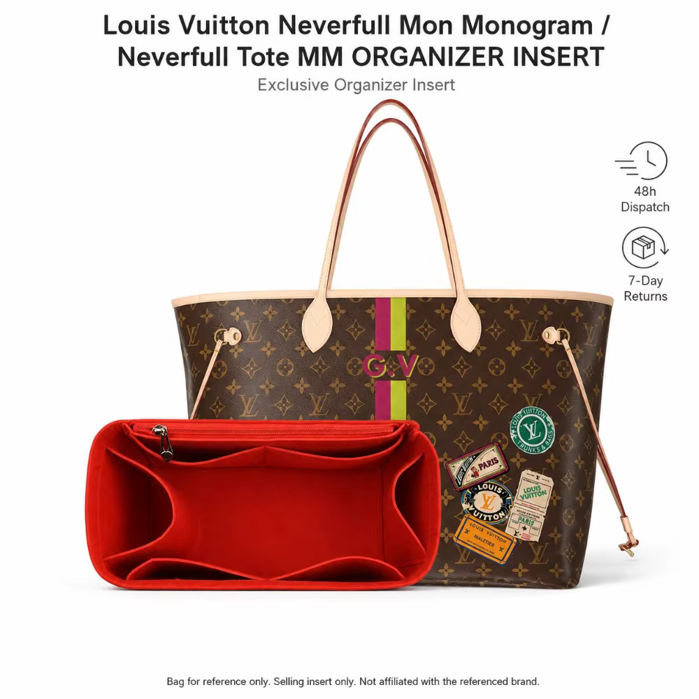 Organisateur de sac en feutre de luxe pour sacs Louis Vuitton Neverfull Tote PM MM GM