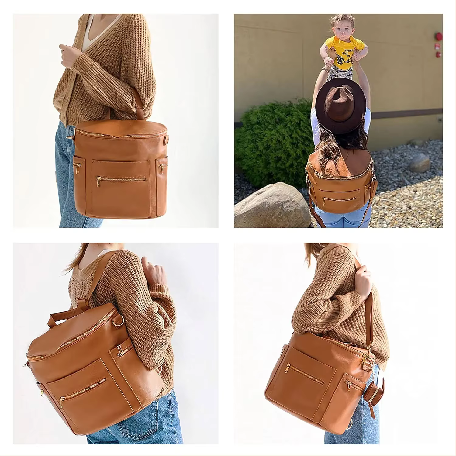 Nouveau Sac à Dos de Maternité Tendance en Cuir PU avec Matelas à Langer
