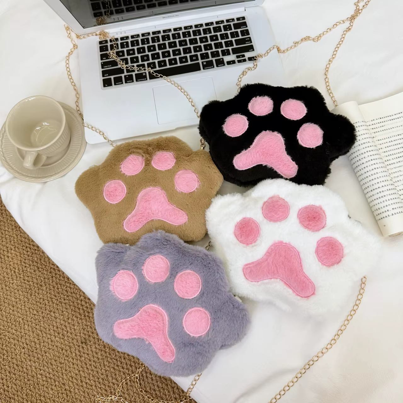 Sac à bandoulière en peluche pour fille