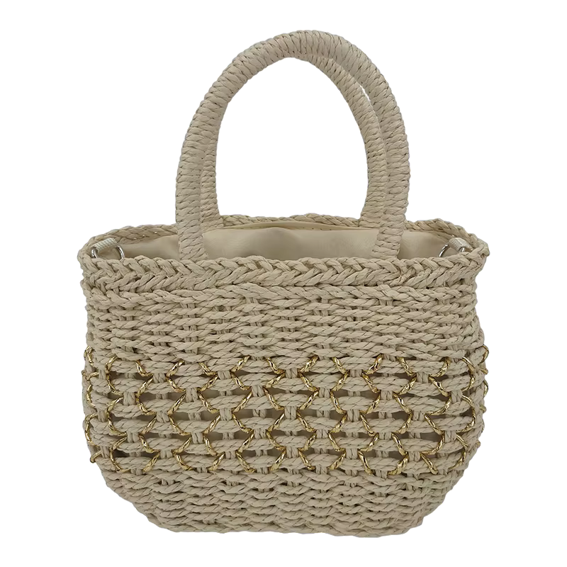 Sac de plage décontracté en paille tressée de luxe pour femme 2026