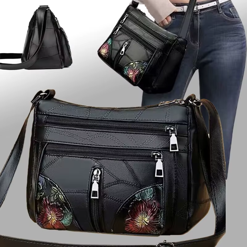 Le sac bandoulière pour femme est composé de matériau PU et de motifs imprimés