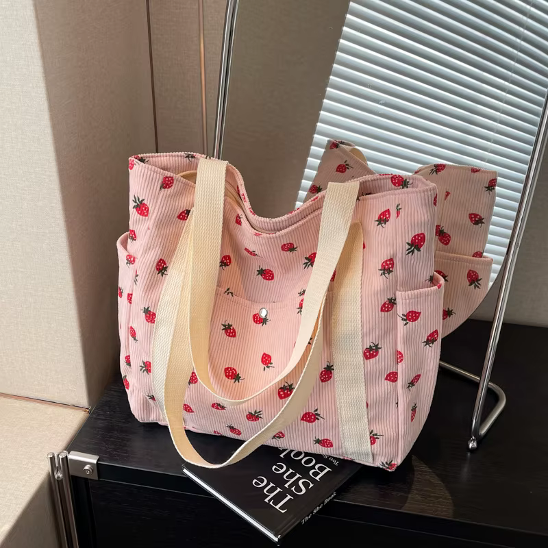 Sac fourre-tout en velours côtelé pour loisirs