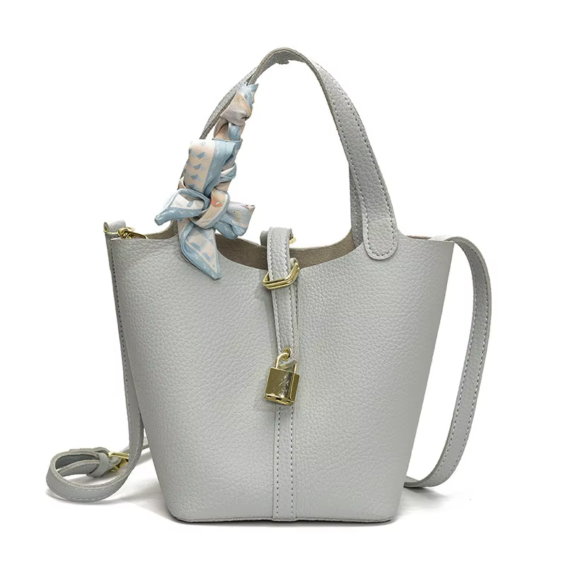 Sac seau élégant haut de gamme à motif litchi