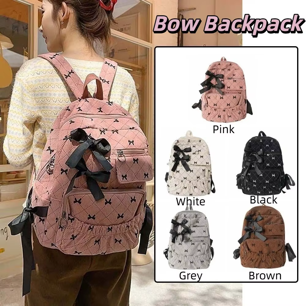 Sac à dos en velours côtelé avec nœud