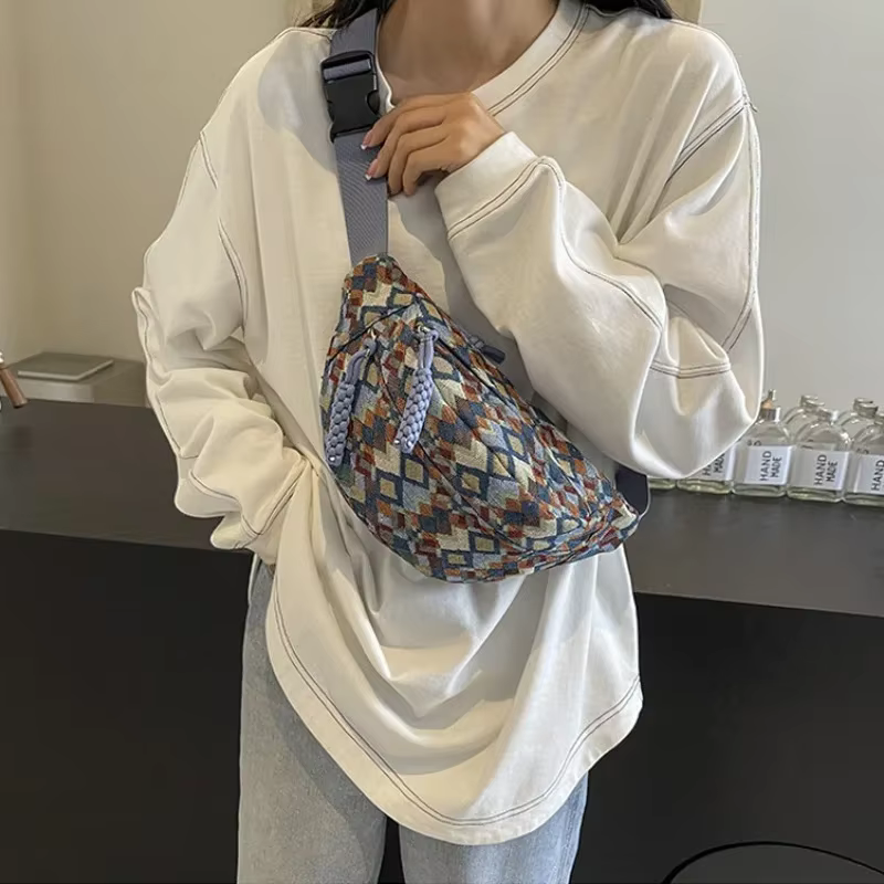 Bohême velours côtelé ceinture sacs pour femmes mode Fanny Pack femme banane taille sac hanche sac à main épaule bandoulière poitrine sac poche
