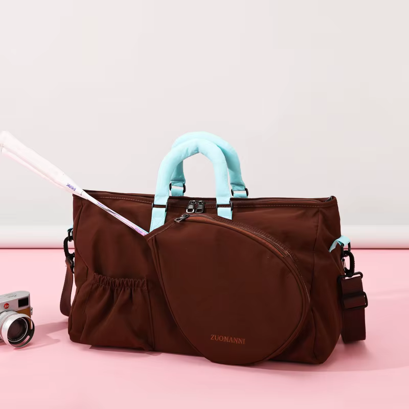 Sac de sport 36-55L pour raquettes de badminton et de tennis, sac de fitness pour femme avec séparation humide/sèche, sac de voyage à main, bandoulière et épaule unique
