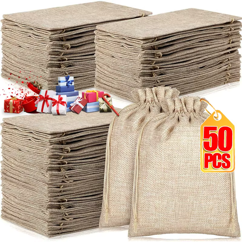 Sacs à cordon en toile de Jute
