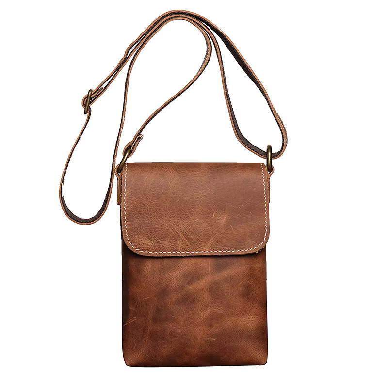 Poudres de téléphone portable en cuir véritable avec sangle initiée, petit sac à bandoulière, sac à bandoulière pour l'extérieur, hommes et femmes, mode