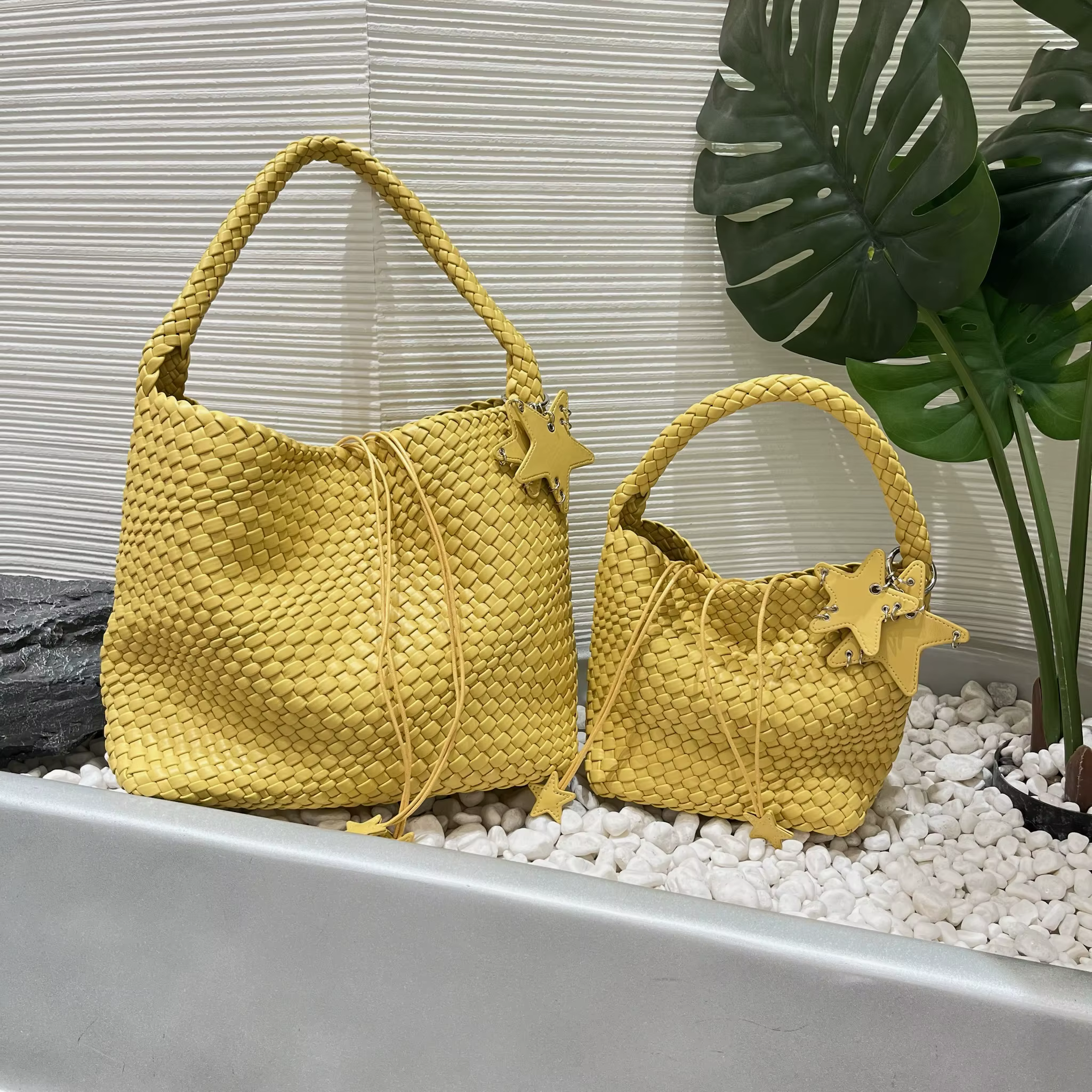 Sac à bandoulière seau série jaune pour femmes