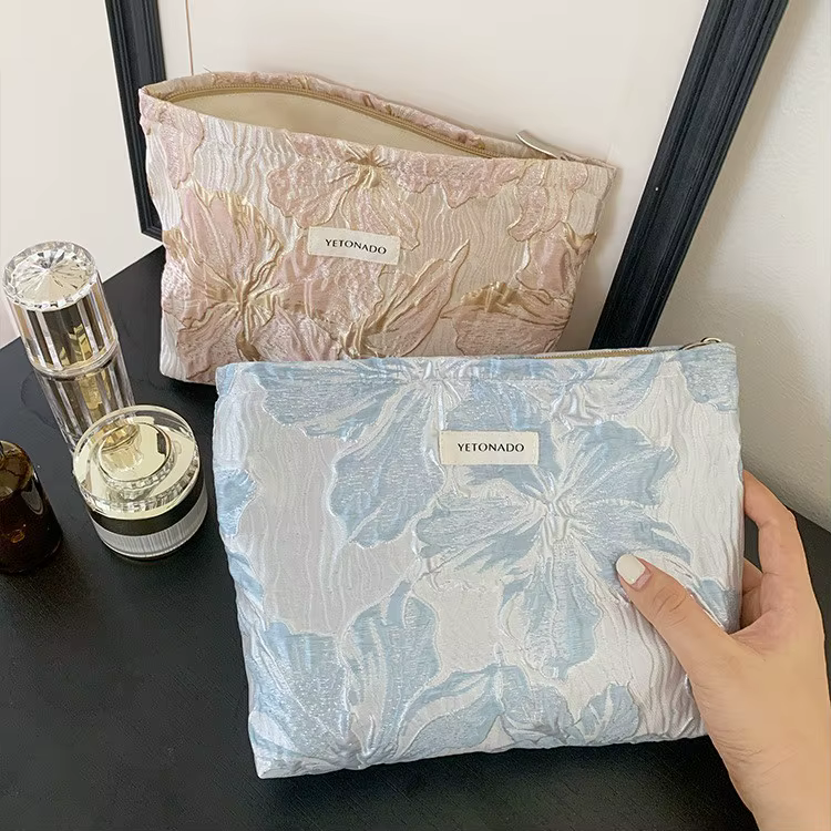 L/M/S relief Jacquard sacs de maquillage femmes sac cosmétique femme pochette trousse de toilette