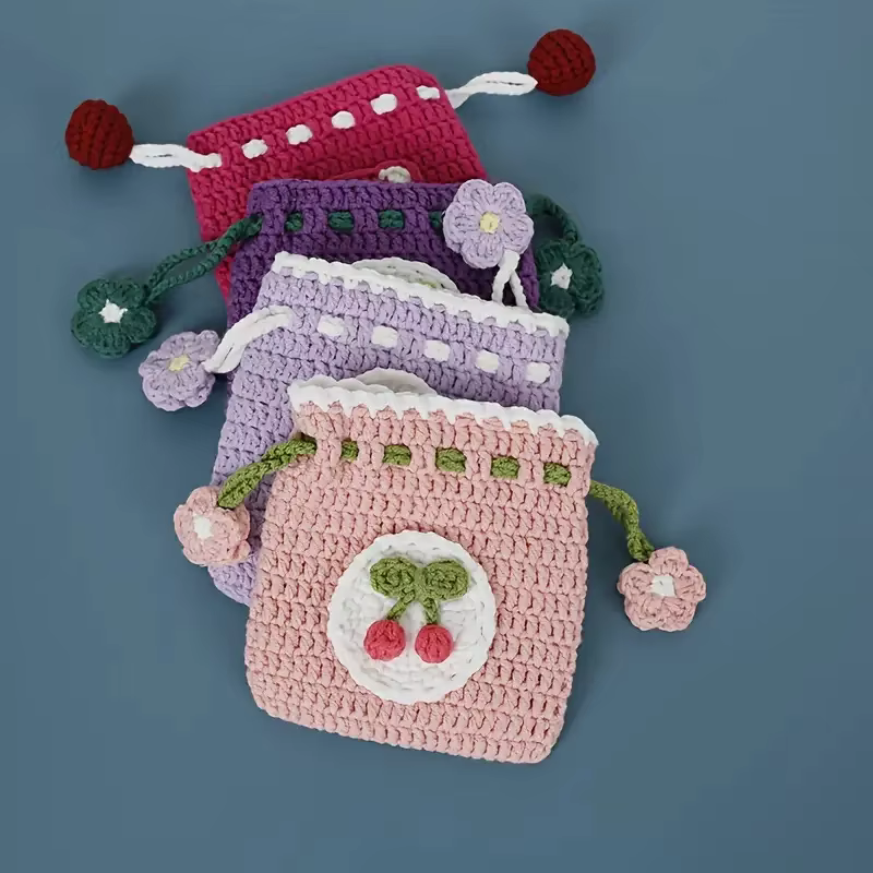 Porte-monnaie tissé à la main avec cordon de serrage de style doux