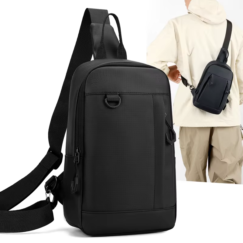 Sac à bandoulière élégant pour hommes – Pochette de taille compacte avec plusieurs compartiments (convient au téléphone
