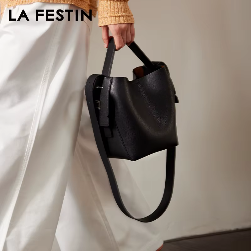LA FESTIN marque originale en cuir véritable dames sac à main épaule sac à bandoulière Portable sac seau femme sacs femmes sac