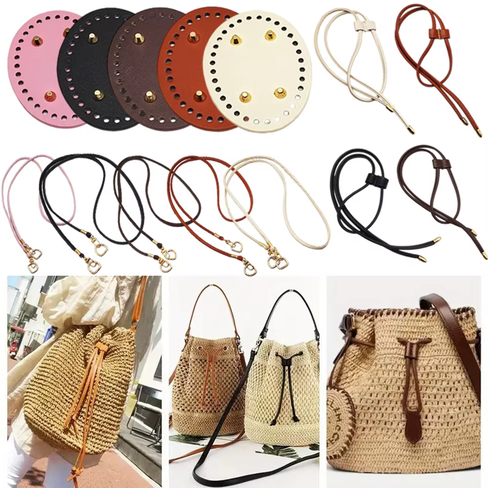 Kit de fabrication de sacs DIY 3 pièces avec sangle d'épaule en cuir PU et base de sac seau