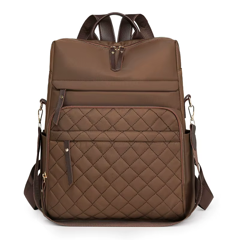 Sac à dos matelassé en cuir brodé pour femmes