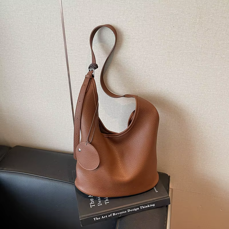 Sac Seau Coréen Rétro à Motif Litchi pour Femme, Grande Capacité, Été 2025, Sac à Bandoulière Unique Décontracté pour Trajet Quotidien