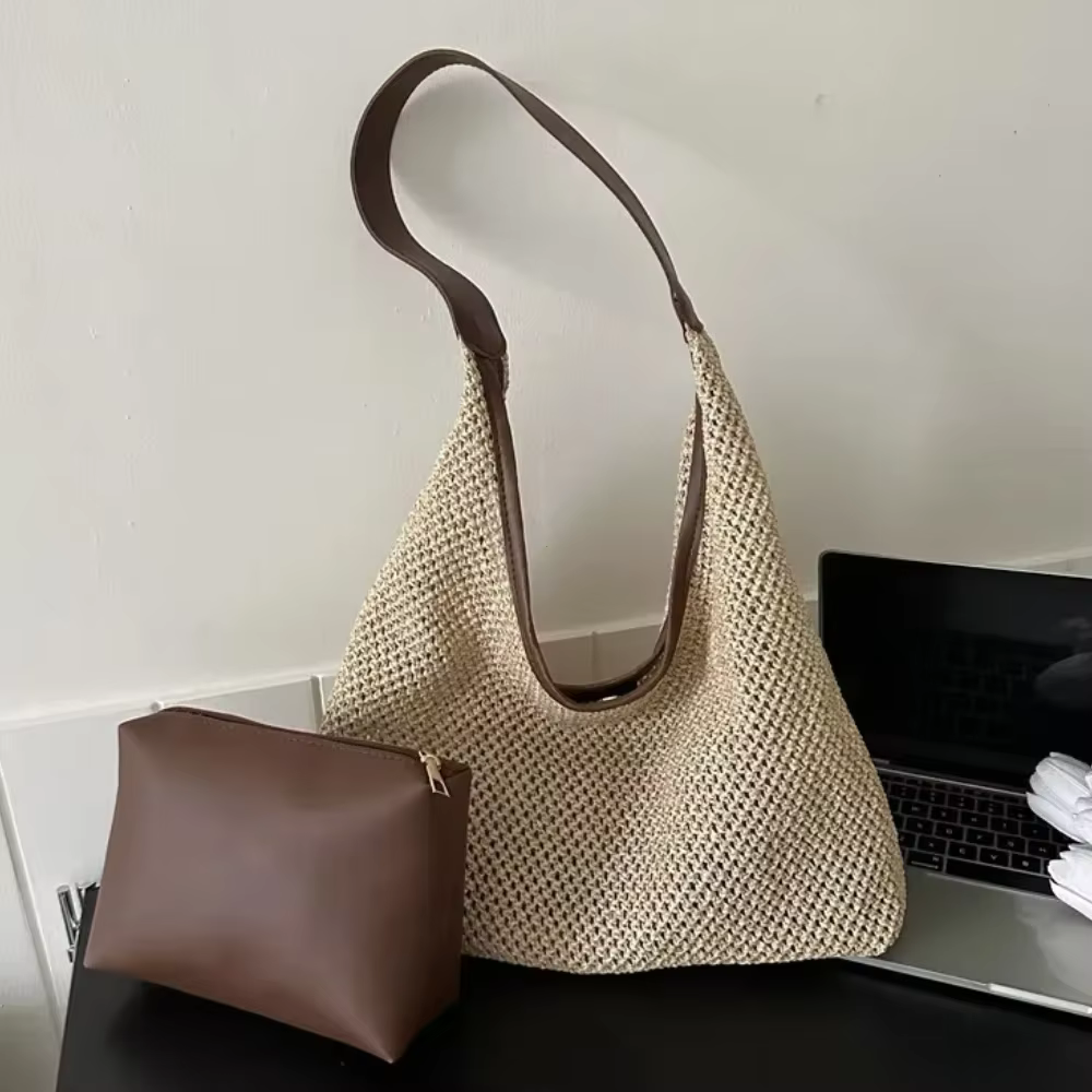 Sac de plage de voyage en rotin tissé à la main