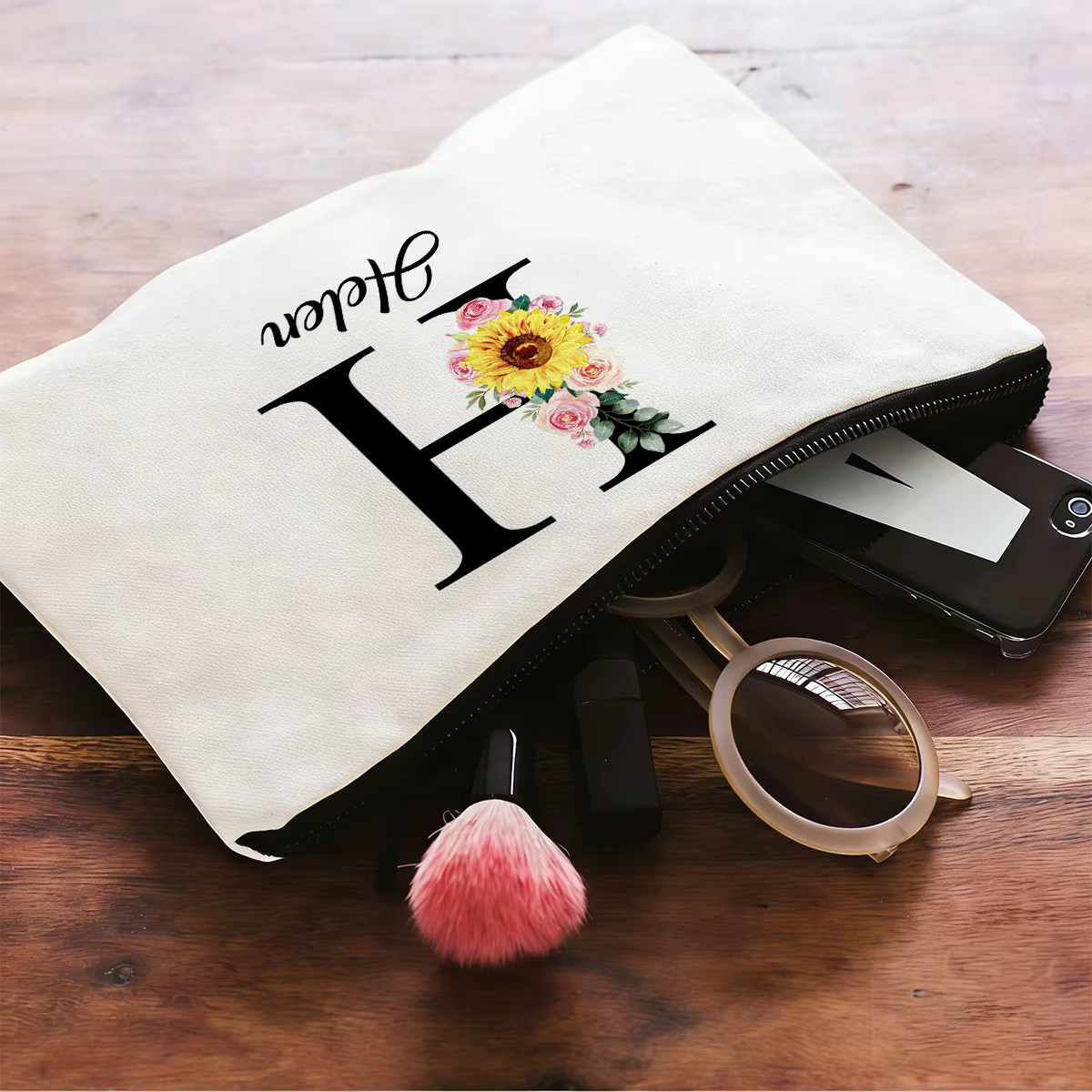 Trousse de maquillage personnalisée avec lettre
