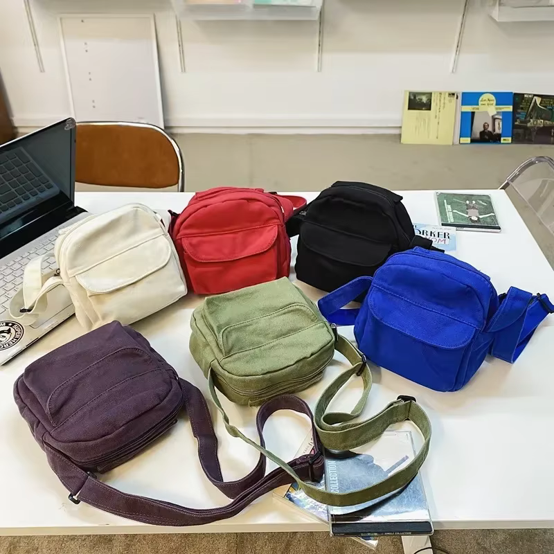 Mode petits sacs à bandoulière en toile pour femmes 2026 Mini épaule téléphone sac à main fille étudiant coton tissu