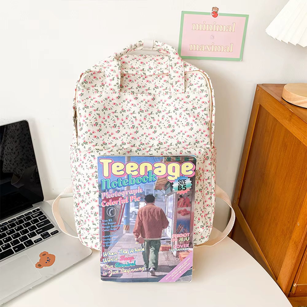 Sac à dos floral personnalisé pour filles douces, lycéennes légères, noms brodés pour sacs à dos pour filles