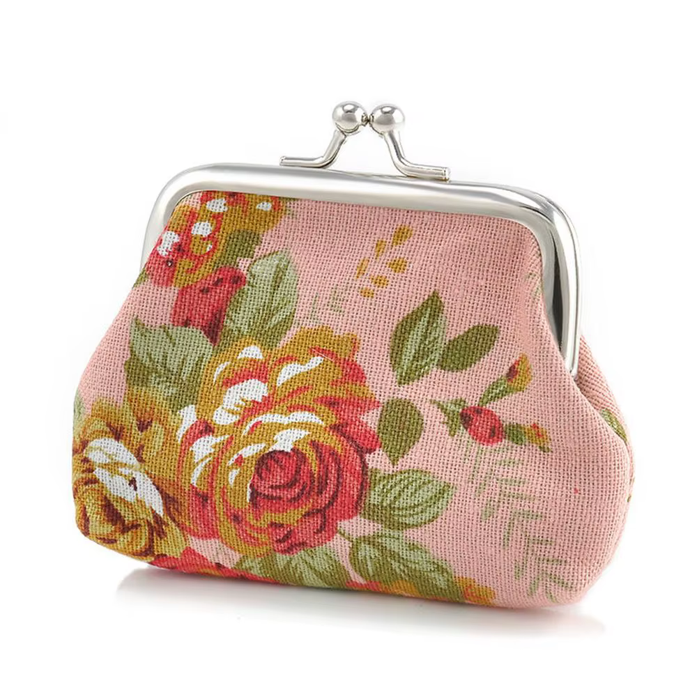Floral Lady Mini moraillon rétro pochette porte-monnaie petit portefeuille porte-carte de crédit