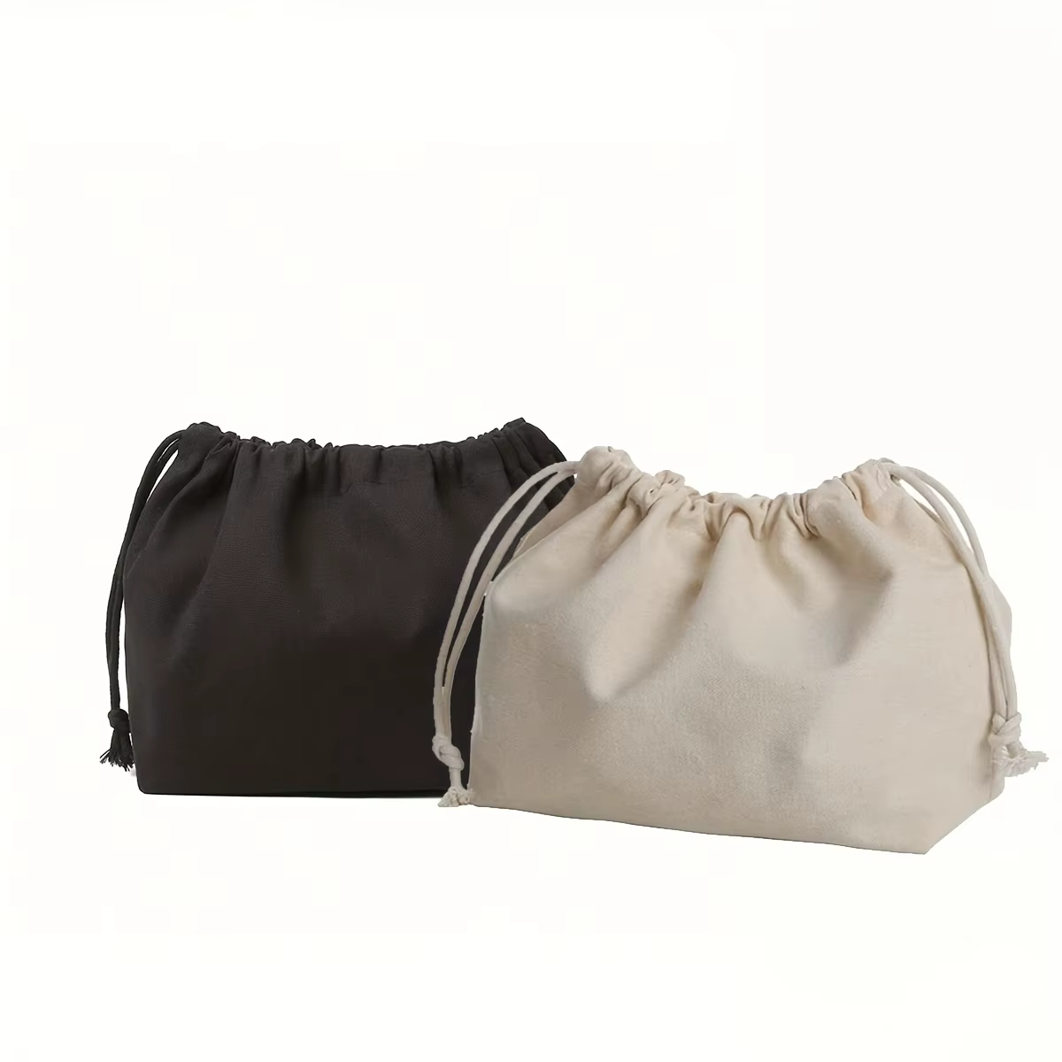 1 sac de rangement beige en polyester à double cordon de serrage - un accessoire décontracté et un sac organisateur de cosmétiques avec fermeture sécurisée