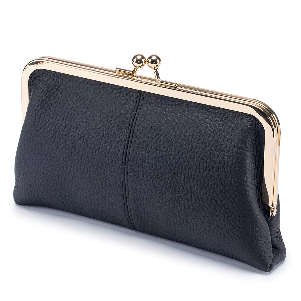 Portefeuille long en cuir véritable pour femme