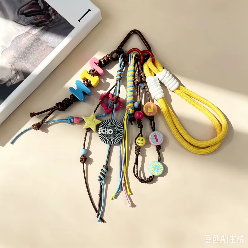 En stock : Charm de sac en corde tressée fait main Bte