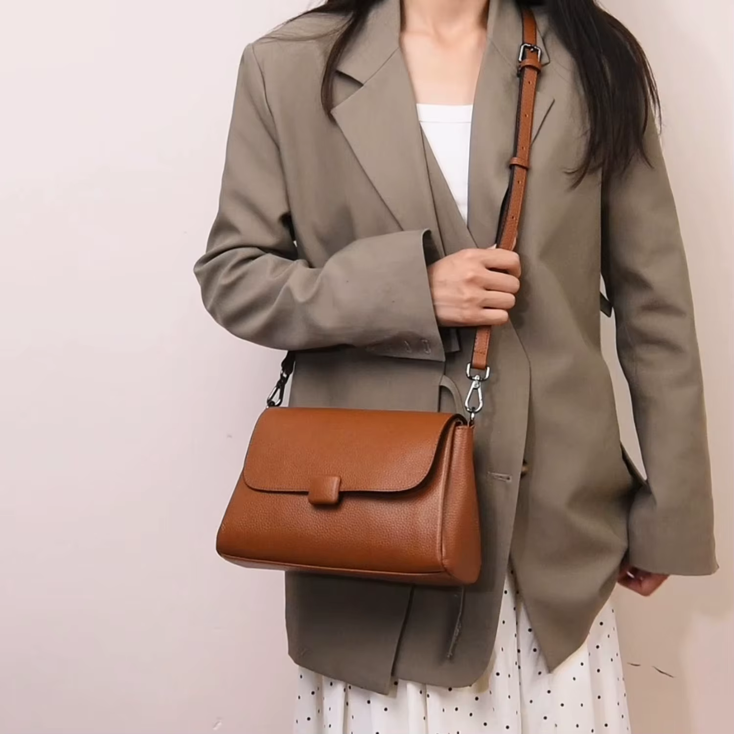 Sac fourre-tout en cuir véritable pour femmes