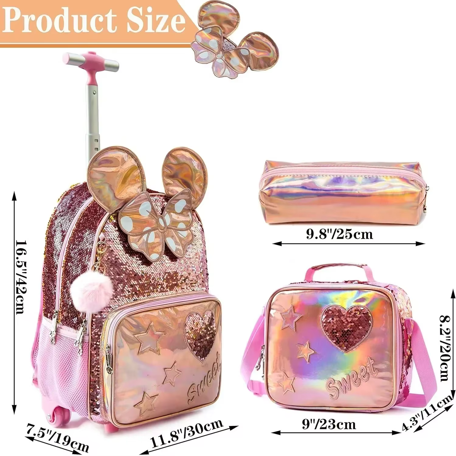 Sac à dos roulant pour filles