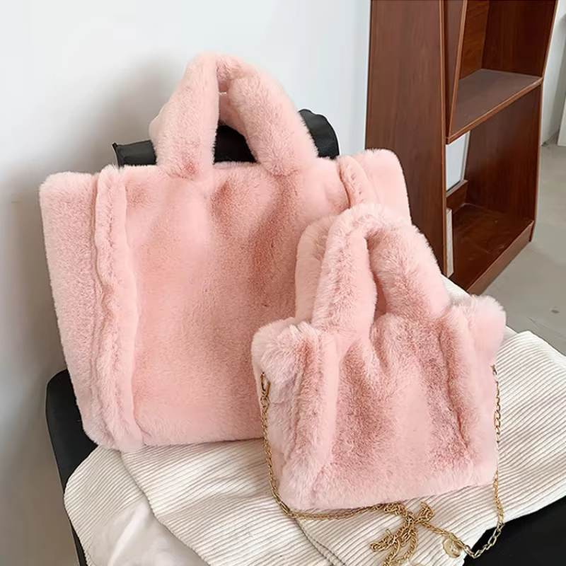 Sacs à main fourre-tout en fausse fourrure pour femmes