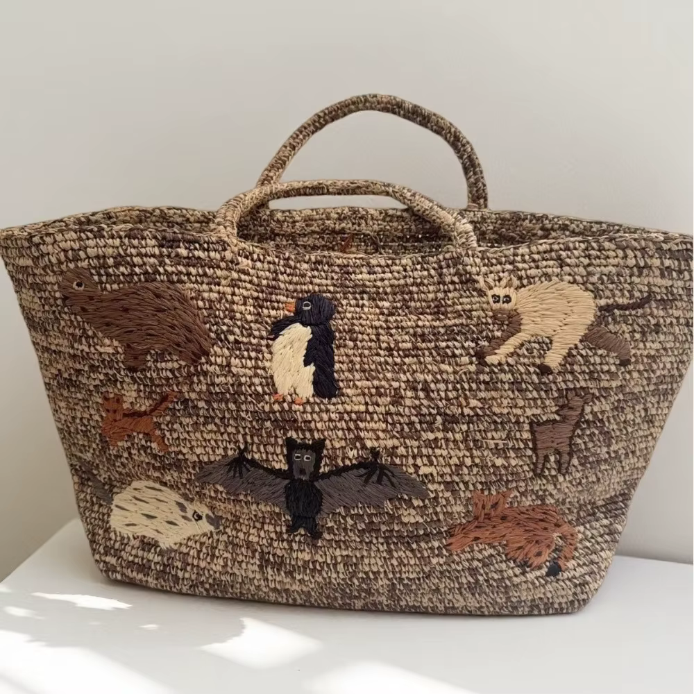 Nouveau sac en raphia tressé fait main