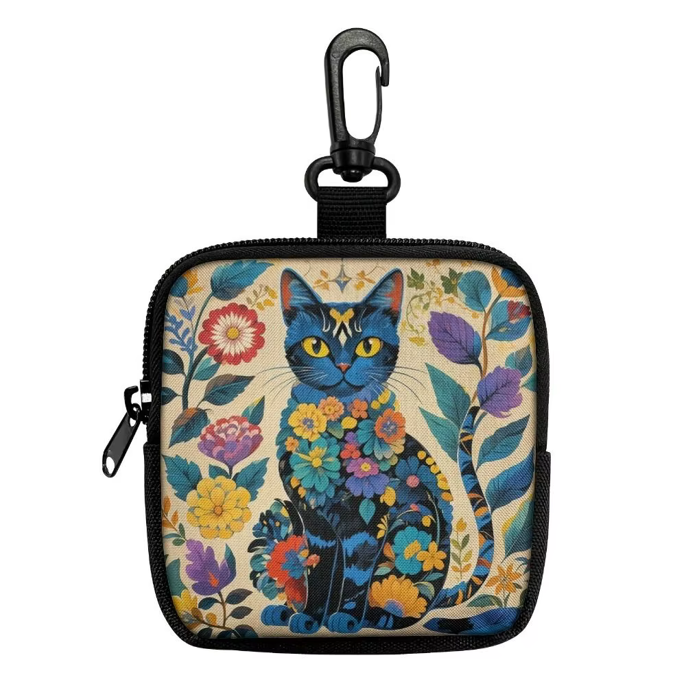 Nouveau Mini porte-monnaie chat imprimé léger écouteur sac Portable en cuir artificiel fermeture éclair sac de rangement amis cadeau