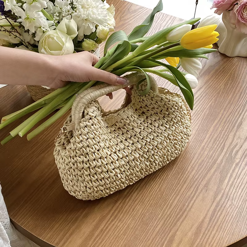 Sac bandoulière tissé à la main pour femme avec chaîne