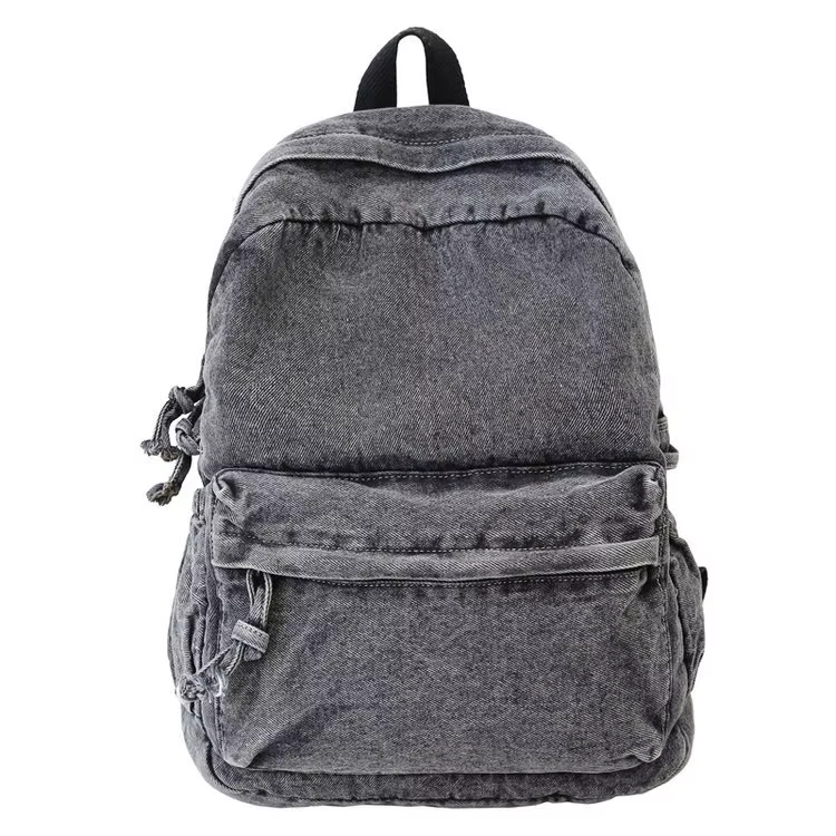 Sac à dos en jean délavé style rétro pour étudiants