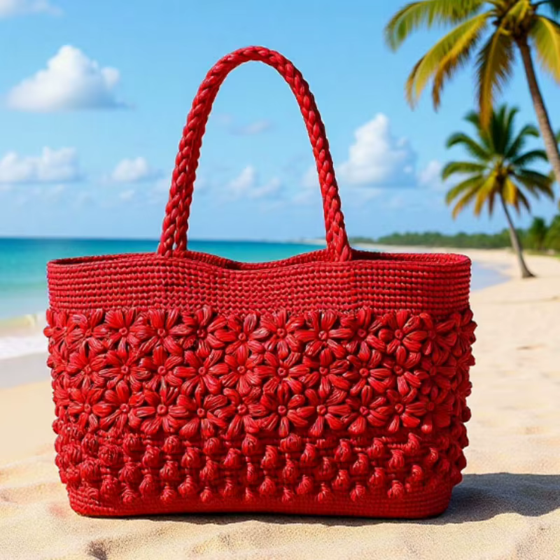 Nouveau sac à main en herbe de lafite tressé à la main grande capacité