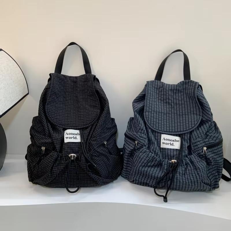Sacs à dos décontractés en Nylon à carreaux